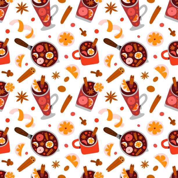 闪烁的图案热葡萄酒饮料与图片下载