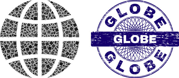 遇险地球仪和几何地球仪马赛克图片下载