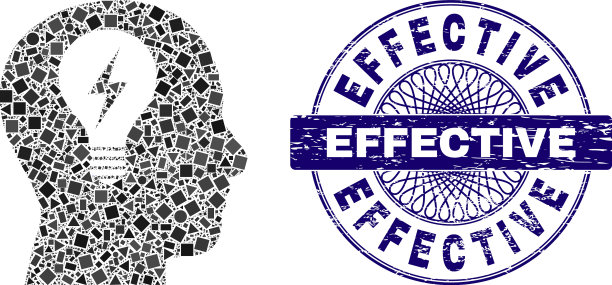 Grunge有效邮票和几何头灯泡图片下载