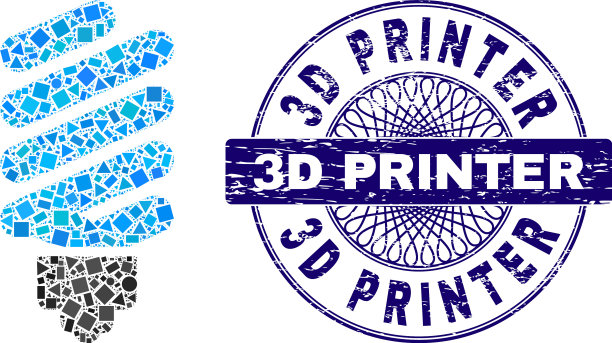 Grunge 3d打印机邮票和几何荧光图片下载