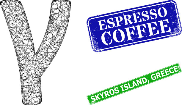 橡胶浓缩咖啡印章和多边形图片下载