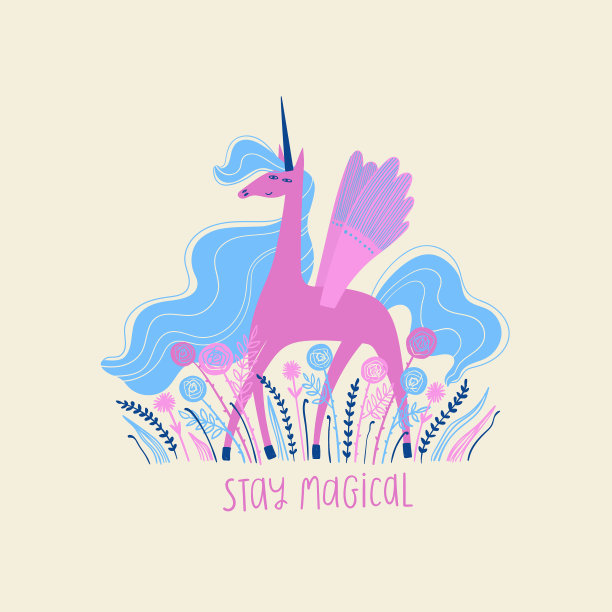 单独的可爱独角兽带花图片下载