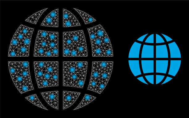 多边形胴体网格地球与光点图片下载