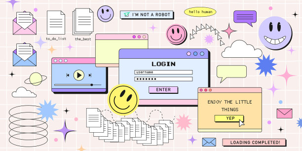 90年代蒸汽波的复古浏览器电脑窗口图片下载