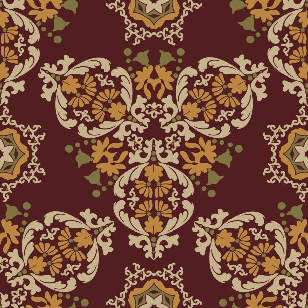巴洛克风格的墙纸无缝缎图案图片下载