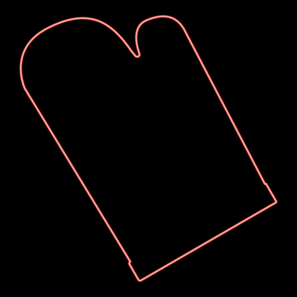 霓虹灯厨房手套红色颜色平风格形象图片下载