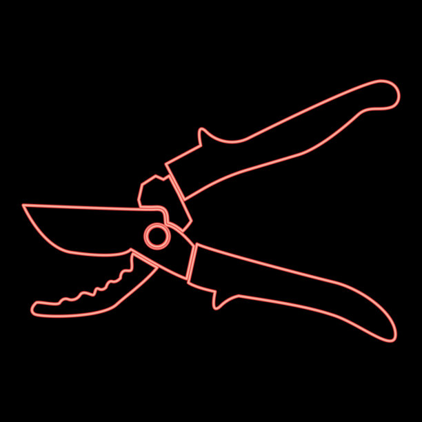 霓虹灯剪枝红颜色平面风格形象图片下载