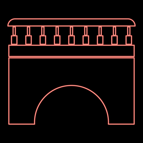 霓虹灯桥红色平色形象图片下载