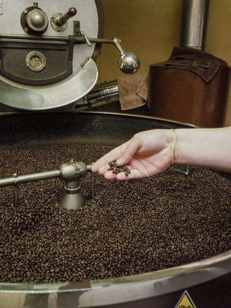 有机阿拉比卡咖啡豆烘烤后冷却图片下载