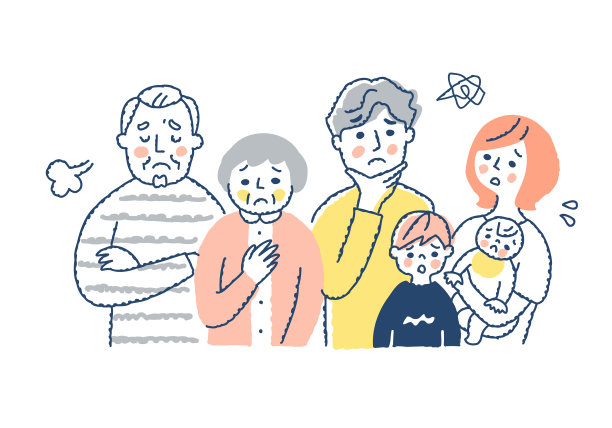 三代同堂，愁眉苦脸，上半身图片下载