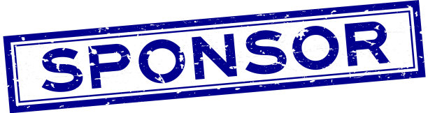 Grunge蓝色赞助词方形橡胶印章图片下载