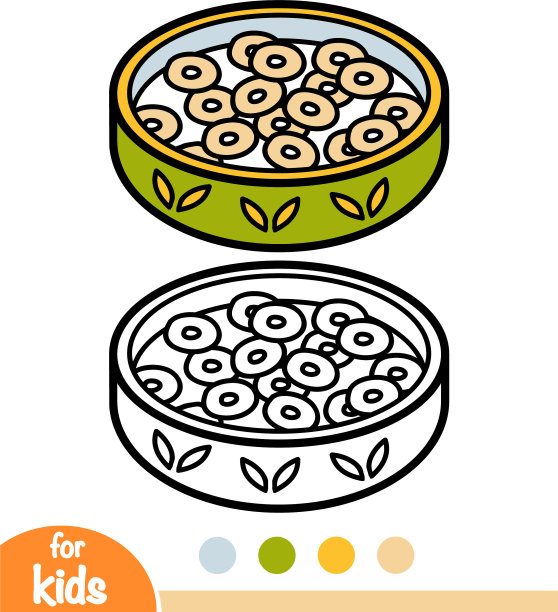 涂色书麦片与牛奶碗图片下载