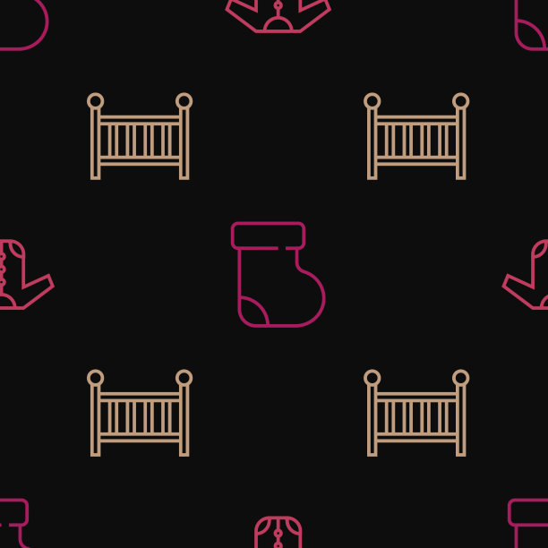 穿上婴儿衣服、婴儿床、摇篮和袜子图片下载