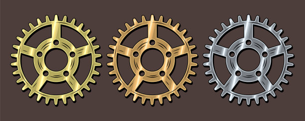 齿轮在深棕色表面的复古风格图片下载