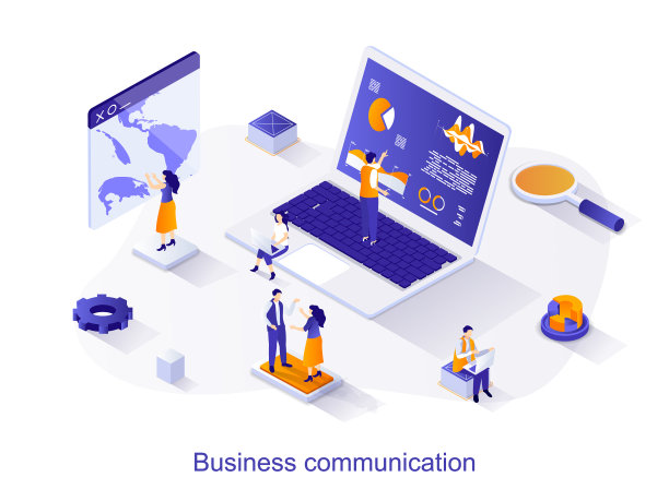 商务沟通等距网络概念图片下载