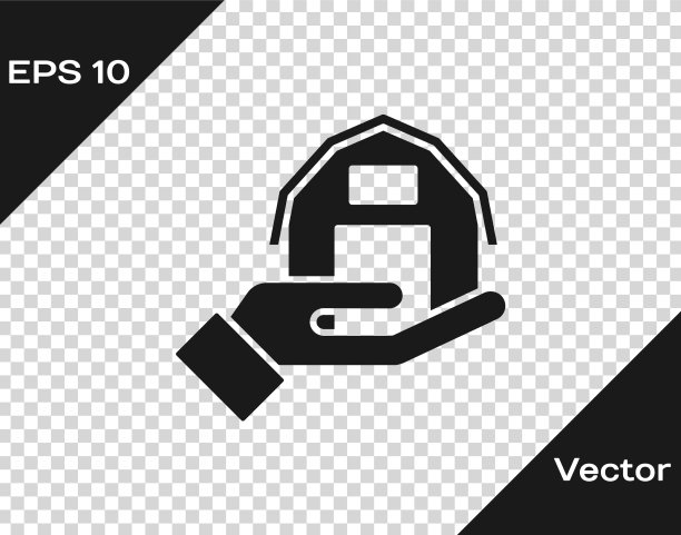 黑色的农舍在手中的图标孤立上图片下载