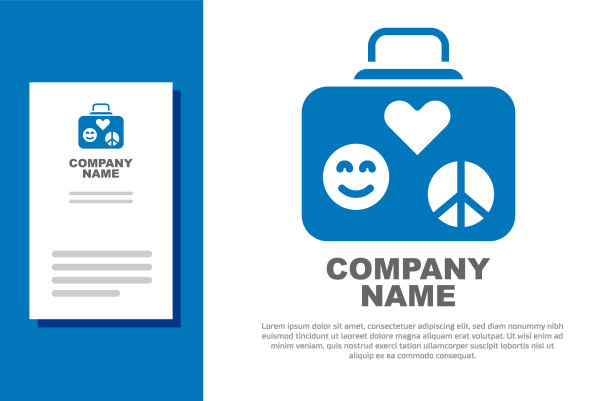 蓝色旅行箱图标孤立在白色图片下载