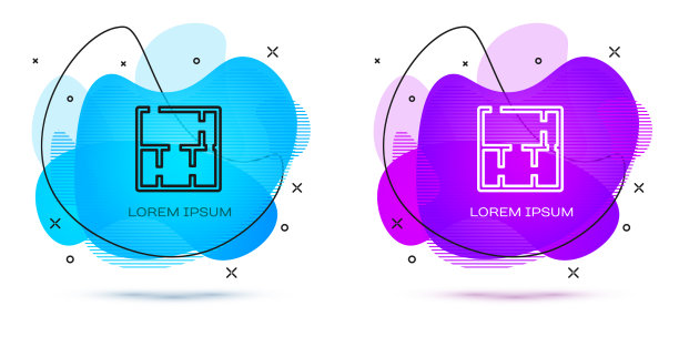 线房子计划图标孤立在白色背景图片下载