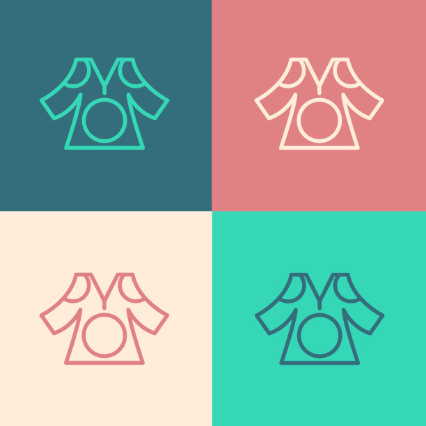 波普艺术线和服图标孤立在颜色上图片下载