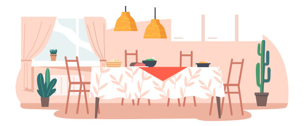 厨房内部空空如也，铺着木桌图片下载