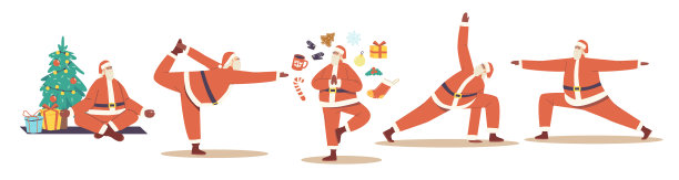 圣诞老人做瑜伽的圣诞造型图片下载