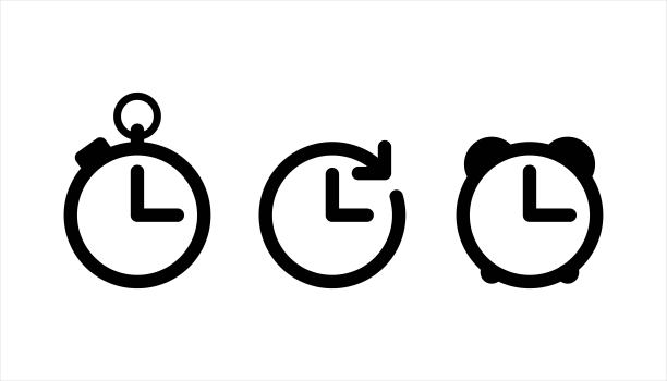 时钟图标。时间的象征。日常规划圆角线标志，矢量插图图片下载