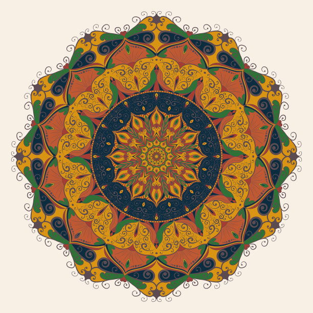 曼荼罗艺术丰富多彩的复古设计图片下载