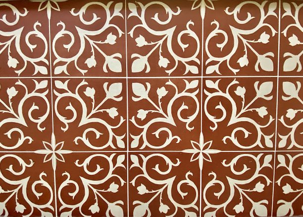 红白墙瓷砖图案图片下载