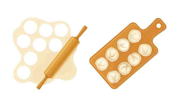 用面团和肉馅饺子图片下载