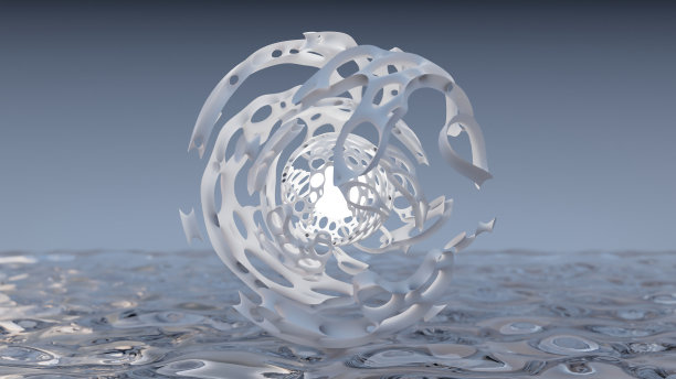 波浪抽象艺术三维球体三维插图，运动设计模板，动态组成，光泽圆形状，有机波浪球体，三维渲染图片下载