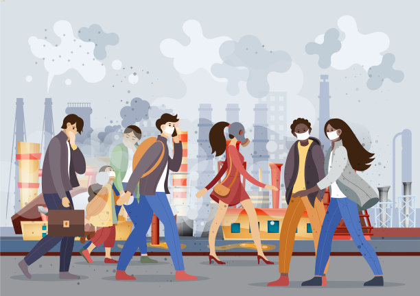 戴着防护服被灰尘呛到的人群图片下载