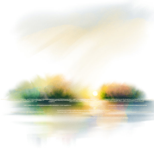 极简主义风格的抽象水彩景观。秋天。手绘插图。图片下载