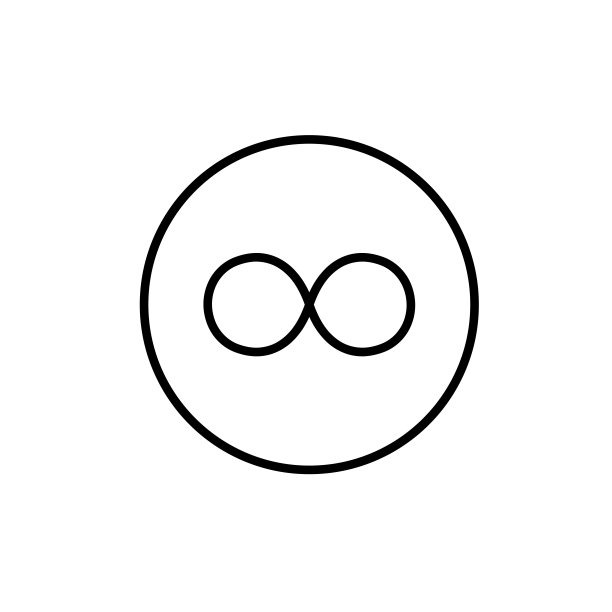无限符号在圆形矢量图标黑色。孤立在白色背景。新潮的平面，轮廓标记，标志，用于:信息图表，标志，移动，应用程序，横幅，网页设计，开发，ui, ux, gui。每股收益10图片下载