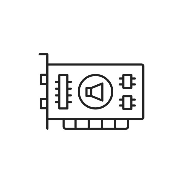 电脑声卡图标：高质量黑色矢量图图片下载