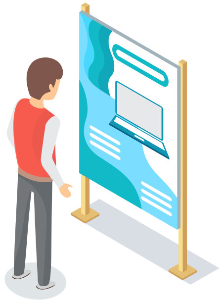 一个人在看新电脑的展示海报图片下载