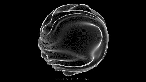 超细线流体几何。动态矢量变形球。图片下载