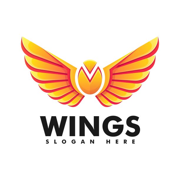 矢量插图翅膀渐变彩色风格。图片下载