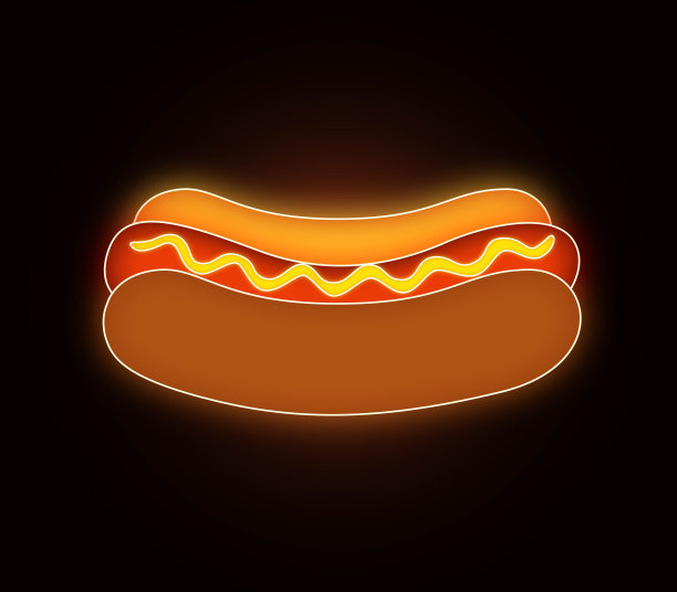 热狗霓虹灯招牌设计股票插图图片下载
