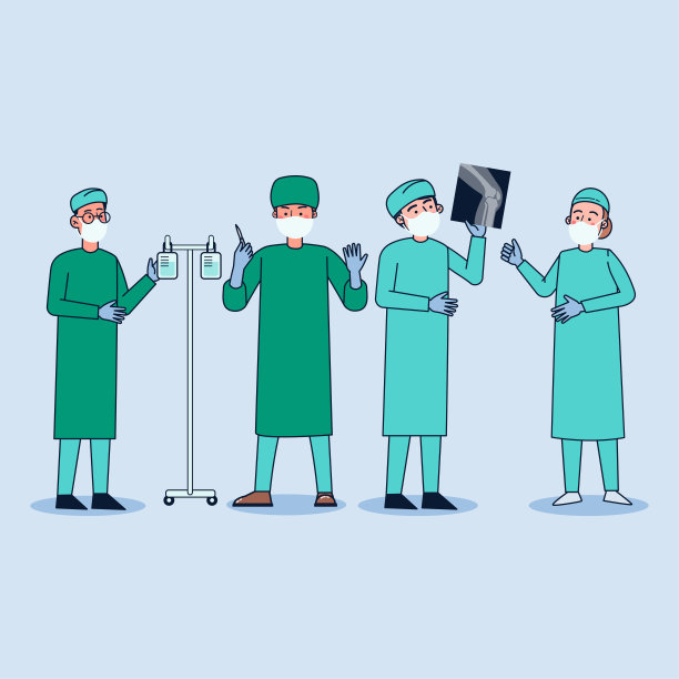 外科医生团队分析x光图像，为正在接受治疗的患者制定安全的手术方案。图片下载