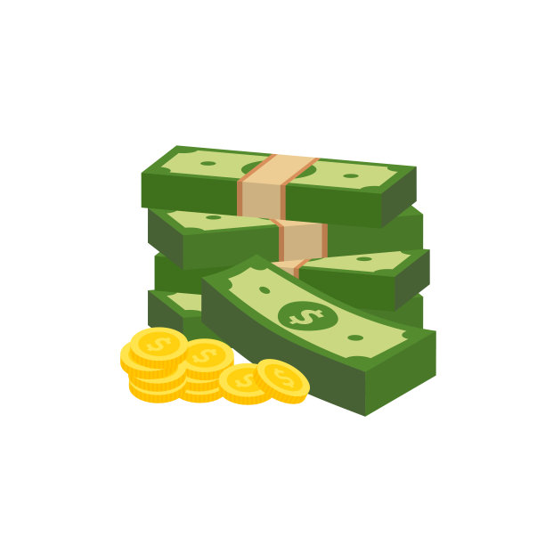 向量美元纸币和硬币，图标插图和向量图片下载