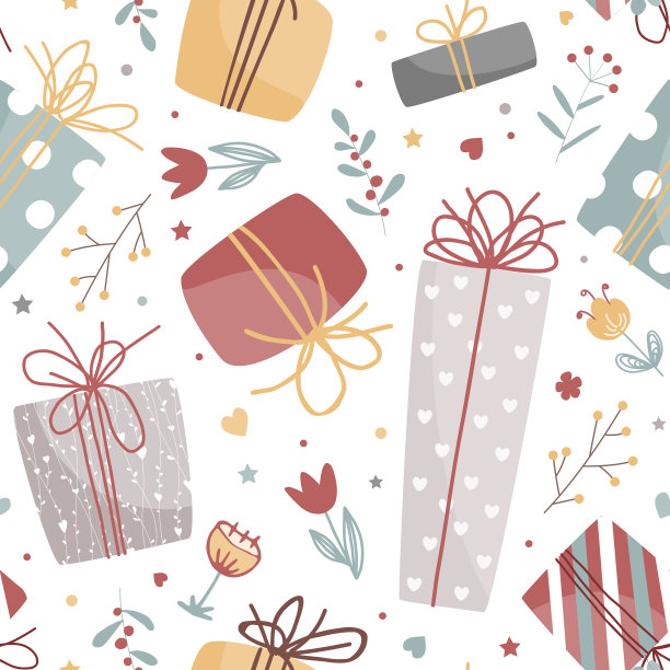 无缝浪漫的春天氛围图案与花朵图片下载