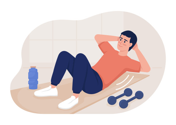 腹肌锻炼在家里2D矢量孤立插图图片下载