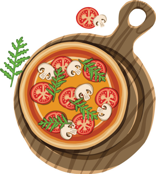 手绘披萨在砧板上图片下载