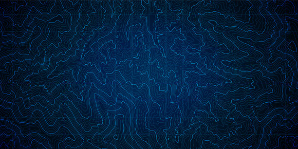山脉矢量详细地形等高线地图抽象蓝色背景图片下载