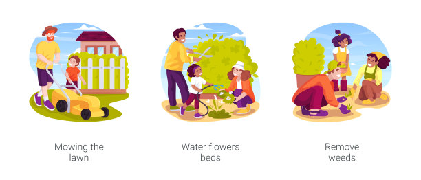 季节性户外作品孤立卡通矢量插图集图片下载