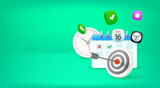 时间管理理念与时钟和日历。矢量横幅与复制空间图片下载