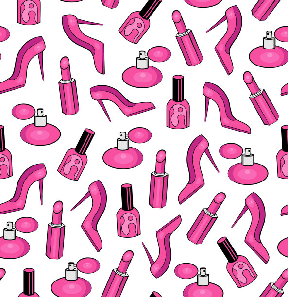 化妆品与鞋美套无缝图案上图片下载