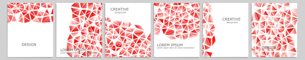 集矢量封面笔记本设计。摘要红色最小三角形半色调模板设计用于笔记本纸、画册、书刊、杂志。计划和日记封面印刷图片下载