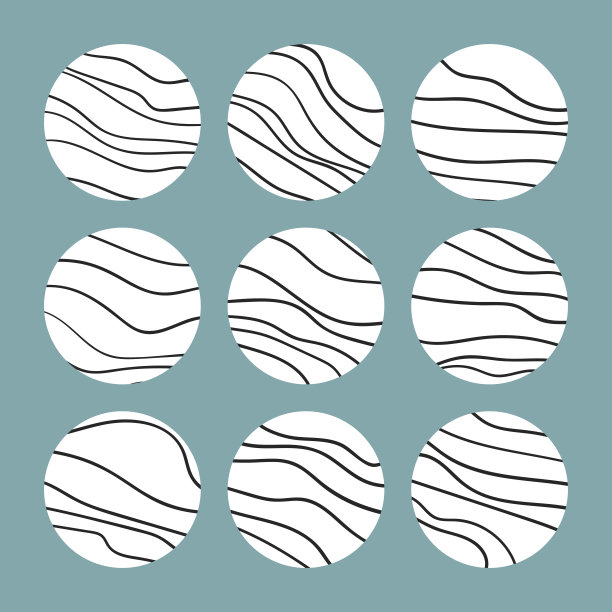 新潮社交媒体圆封面设计，社交网络故事和帖子，手机app，设计。模板图标与几何涂鸦元素。设置各种矢量高光封面，模型。图片下载