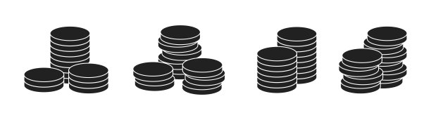 堆栈硬币图标。硬币列。钱,现金收入。向量EPS 10图片下载